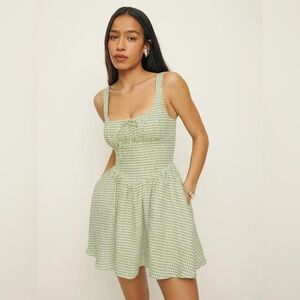 Reformation Daria Avocado Linen Dress